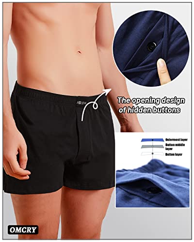 Omcry Men's Boxer Short Cotton Boxers For Men Relaxed Fit Stretch Underwear Short 3-Pack #TOP2