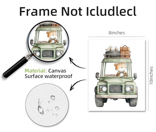 Image of Frimeeme Animal Car Safari Wall Art Prints, Set of 4, 8x10 Inch, Unframed