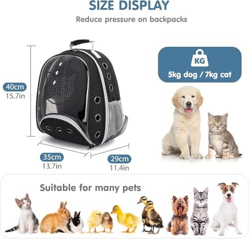 Mochila para gatos e cães ate 7 kg, bolsa de transporte respirável para animais de estimação, mochil