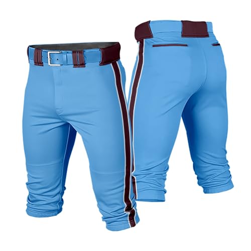 Custom Men' Youth Classic BaseballPants with Stripes add Your Name Logo Blue Brown