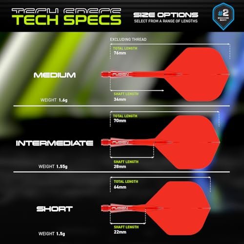 Image of Winmau Fusion No.2 Integrated Flight & Shaft System - Lightweight Replacement Set for Steel & Soft Tip Darts - 90-Degree Wing Design Sizes