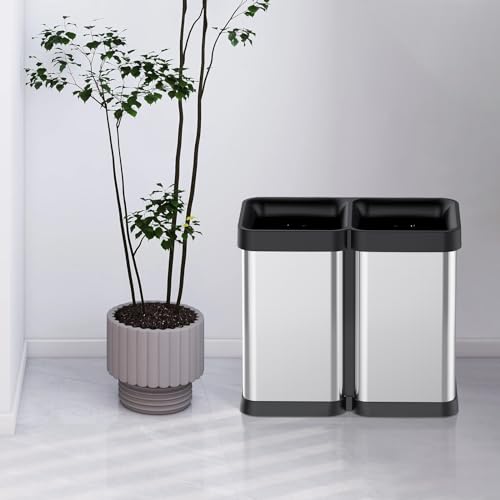 Caneca de basura dual abierta 50L acero inoxidable miniatura 2