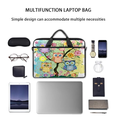 Bolsa para portátil 15 pulgadas con diseño de búhos y flores miniatura 7