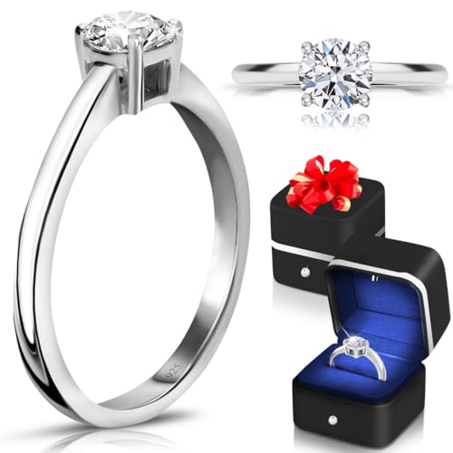 IGI Certified 0.5–4 Carat Lab Grown Diamond Ring for Women E-F Color VS Clarity Solid 14K Gold/Platinum/Sterling Silver Engagement Wedding & Anniversary Jewelry Gifts