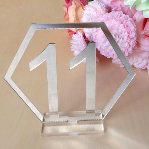 Porte-numéro table mariage acrylique stable argenté pour événement - 2