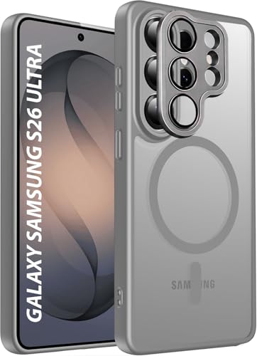 Image of Elzzi Magnetic Magsafe for Samsung S26 Ultra Case, Upgraded [Full Camera Protection] [Compatible with Magsafe] [Translucent Matte] Shockproof Protective Phone Case for Men & Women - Grey