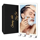 RRtide HD Fogless Shower 168 LEDs Mirror with Light, Large(7.5X5.5in) Anti-Fog Shaving Mirror with Razor Hooks, Wall Hanging Mirror for Bathroom Home, Touch Control, Rechargeable