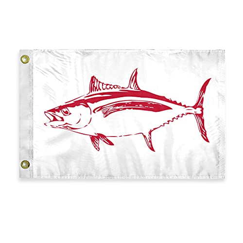 AGAS Albacore Novelty Boat Flag - 12 x 18 inch - Double Sided Printed 200D Nylon - Solid Brass Eyelets Canvas Heading - Vivid Colors Fade Proof - Albacore Funny Boat Nautical Flag