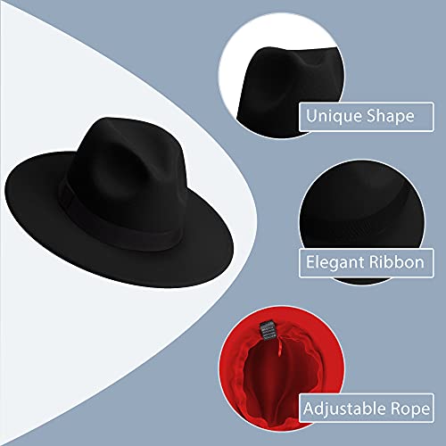Image of Womens & Mens Fedora Hats, Wide Brim Fedora Hats for Women Men