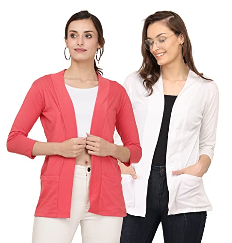 Image of Women's Cotton Shrugs with Pockets, Summer Shrugs for Ladies, Pack of Two