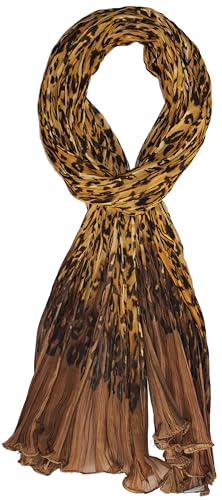 Ted and Jack & - Luxurious Classic Leopard Print Fashion Scarf, Brown With Tan, One size