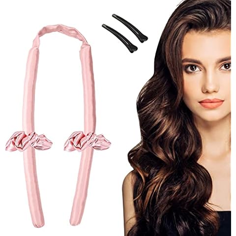 Heatless Curlers Headband, Curling Rod Headband, Hair Curlers No Heat DIY Silk Hair Curler Tool for Women (Pink) Cover