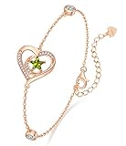 LOUISA SECRET Moon and Star Birthstone Link Bracelets for Women, S925 Sterling Silver Shiny Tennis A