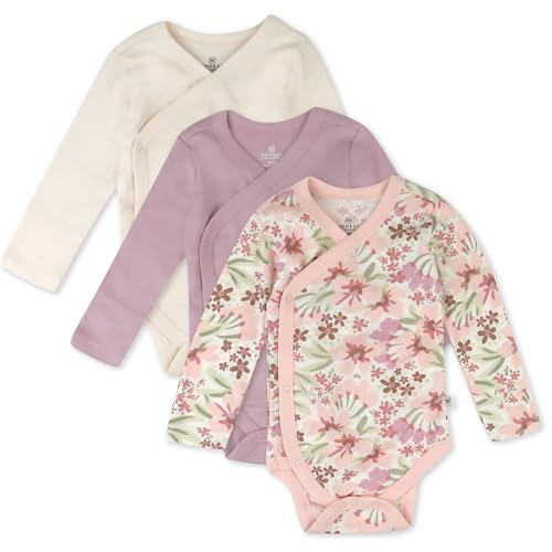 Image of HonestBaby unisex-baby 3-pack Long Sleeve Side-snap Kimono Bodysuits Organic Cotton for Infant Baby Boys, Girls, Unisex