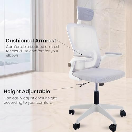 Image of Casa Copenhagen Grey White | High Back Imported Mesh Fabric Boss Office Chair | Y Design Ergonomic Back Support | 2D Aero Design Adjustable Armrests | Synchro Tilt Lock Mechanism Support