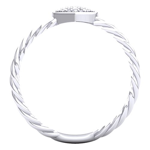 Dazzlingrock Collection 0.06 Carat (Ctw) Round White Diamond Ladies Bridal Heart Shaped Rope Style Promise Ring, Sterling Silver3