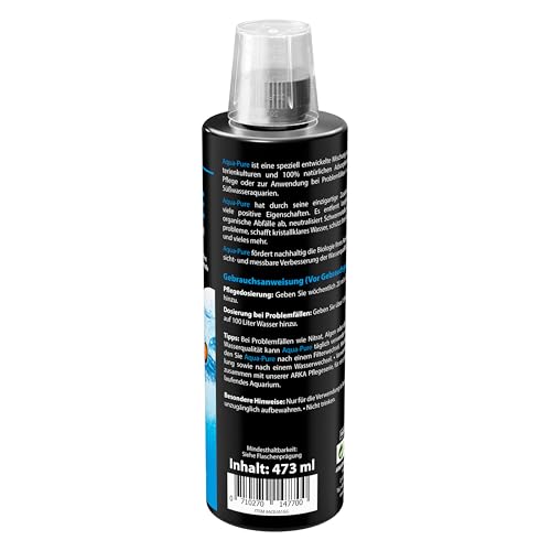 Wasserklärer Aquarium 473 ml – gegen Trübungen, Schwebstoffe & belastetes Wasser – für kristallklares Wasser in Süß- & Meerwasseraquarien – biologisch – ARKA Aqua-Pure
