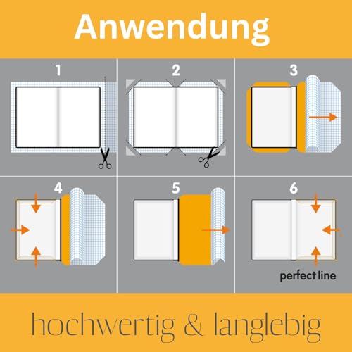perfect line - Buchschutzfolie selbstklebend - 5 m x 30 cm, glasklar & zuschneidbar, ideal für Bücher, Hefte & Schulmaterial - robust & reißfest, Made in EU, für Schule & Zuhause