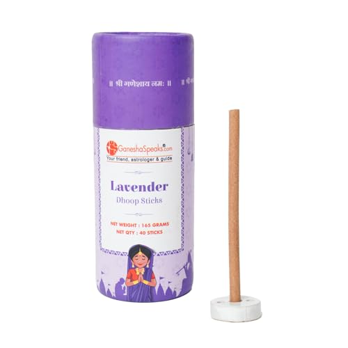 Image of GaneshaSpeaks Bambooless Dhoop Sticks with Lavender Fragrance | 40 Pieces | Handcrafted by Skilled Artisans | Eco-Friendly | Pure Aroma | Free Ceramic Stand
