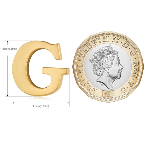 Image of HONEY BEAR Mens Womens Initial Alphabet Letter Lapel Pins Collar Badge Brooches for Business Wedding Graduation Gift Matte Gold 0.59 inches