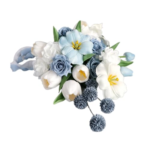 Bouquets de mariage fleurs artificielles bleu roi pour cérémonie et anniversaire Morain