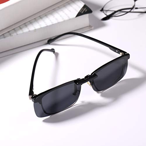 Sewroro 3 Pcs Polarized Clip Sunglasses, Myopia Sunglasses Polarized Clip Anti-Glare Driving Sunglasses Clip Rimless Sunglasses(Gray, Dark Green, Coffee)3
