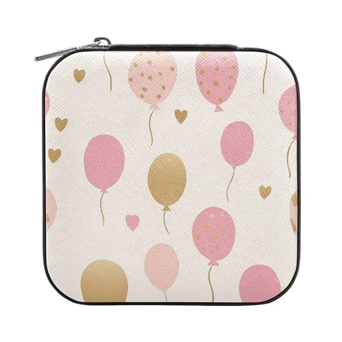 sanluoli Mini boîte à bijoux en forme de cœur beige avec ballons - Organiseur de voyage pour femme