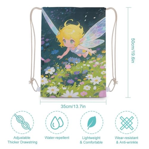 Yellow - Haired Elf Drawstring Backpack Sport Gym Bags Yoga Shopping Travel Casual Daypacks for Women Men2