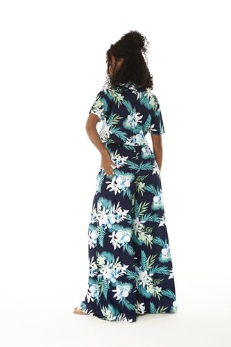 Image of Family Matching Hawaiian Clothes, Orchid Breeze Navy | Lightweight 100% rayon • Family matching outfits • Beach vacations • Luaus • Cruises • Family photos