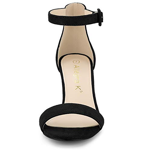 Allegra K Allegra K Women's Ankle Strap Clear Heel Chunky Black Heels Sandals 7 M US