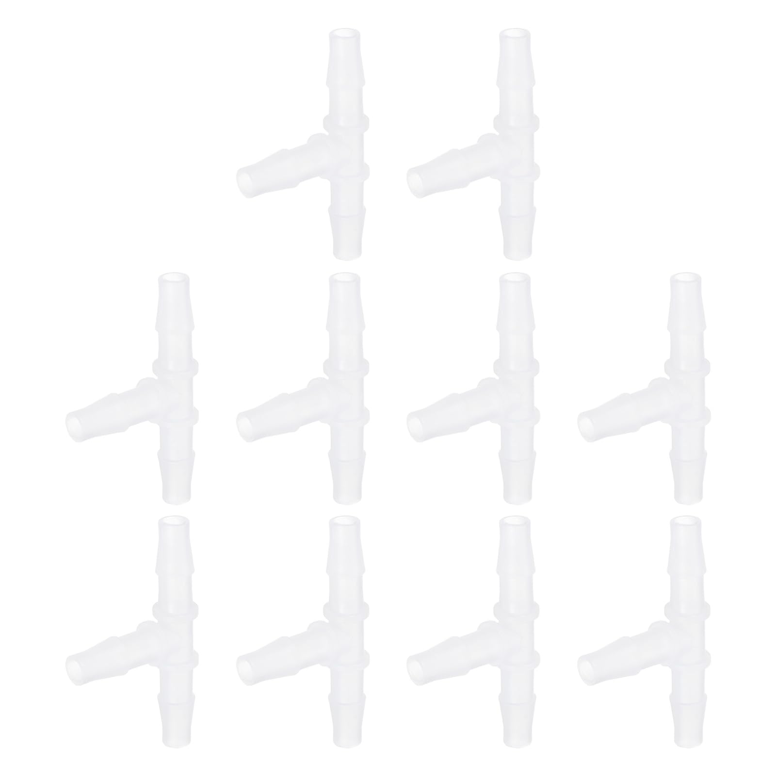 sourcing map 10pcs Plastic Hose Barb Fitting, 5/16" x 5/16" t Shape Tee Barbed Hose Pipe Fitting Splicer Mender Joint Adapter for Water Liquid Fuel Line Tube, Clear