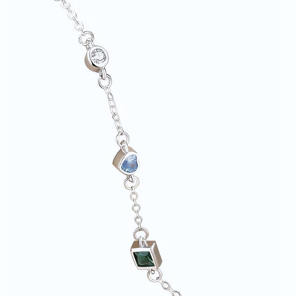 NicoWerk Damen Silberarmband Stein aus 925 Sterling Silber Schmal Schlicht Filigran Glatt Glänzend Bunt SAB285