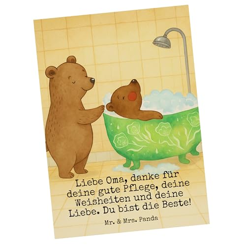 Mr. & Mrs. Panda Postkarte Oma Baden Design - Geschenk, Weise, Muttertag, Postkarten, Badewanne, Familie, Motivkarte, Liebe, Ansichtskarten, Ansichtskarte, Grußkarte