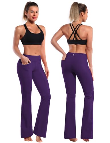 Image of BUBBLELIME Women Out Pockets High Waist Bootlegs Tummy Control Yoga Flared