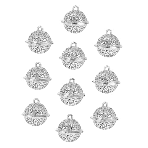 EXAOMBLE 10Pcs Tin Alloy Electroplated Hollow out Bells for DIY Crafts Lightweight Decorative Key Chain Unique Flower Design Finish for Christmas Tree Ornaments