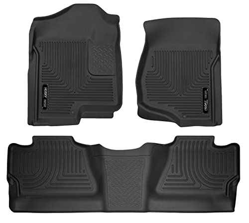 Husky Liners | Weatherbeater Series | Front & 2nd Seat Floor Liners (Footwell Coverage)-Black | 98201 | Fits 2007 - 2013 Chevrolet Silverado/GMC Sierra 1500, 07-14 2500/3500 (Crew Cabs)