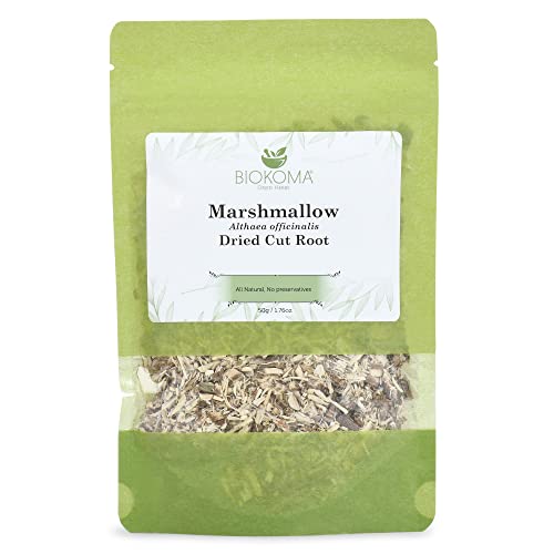 Pure And Natural Biokoma Marshmallow Dried Cut Root - Herbal Tea In Resealable Pack Moisture Proof Pouch - 50G #TOP5