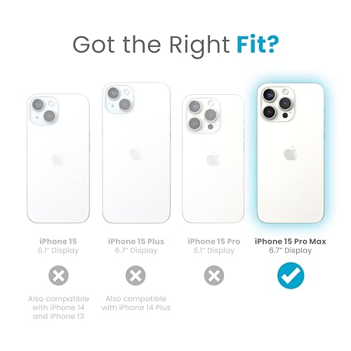 Speck iPhone 15 Pro Max Case - ClickLock No-Slip Interlock, Built for MagSafe, Drop Protection - Scratch Resistant, Soft Touch, 6.7 Inch Phone Case - Presidio2 Pro Black/Slate Grey/White