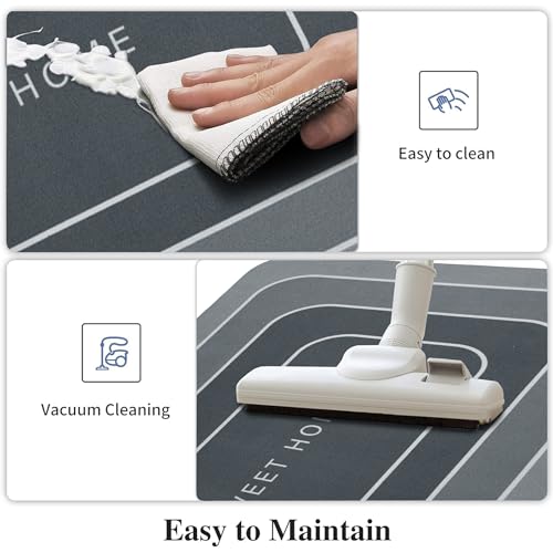 Image of Amazon Brand - Solimo Silicone Kitchen & Bath Mat (Pack of 2) | Grey | Anti-Fatigue Comfort Foam | Waterproof & Anti-Slip | 60 x 40 cm & 40 x 120 cm| Quick-Dry & Easy Clean
