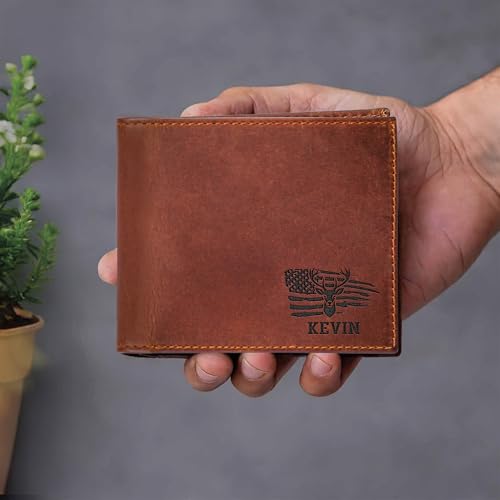 Personalized Leather Wallet for Men – Custom Engraved Deer Wallet for Dad, Son, Grandpa, or Husband – Handmade Gift for Birthday, Graduation, Anniversary, or Father’s Day3