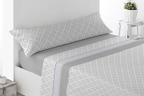 Cabello Textil Hogar Juego de sábanas Estampadas - Disponibles en 3 y 4 Piezas - Varios tamaños, diseños y Colores - Microfibra Transpirable Extra Suave (Canss Gris, Cama de 90 cm (90x190/200cm))