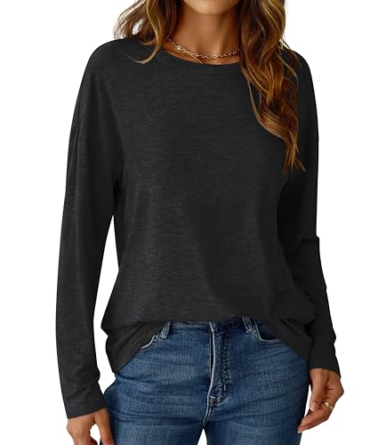 GKBK Long Sleeve Shirts for Women Crew Neck Basic Tops Casual Loose Fitted Fall Clothes 2025 - image 2