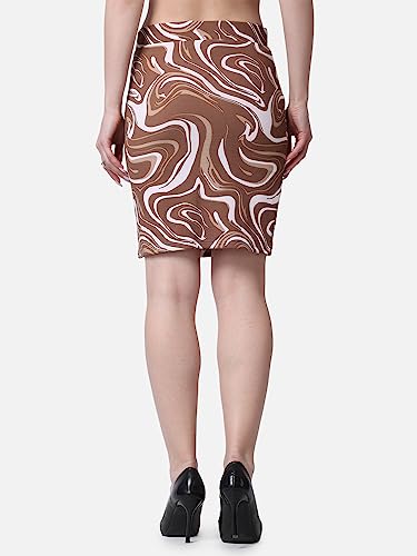 Image of POPWINGS Women Casual Pencil Slit Printed Skirt for Women | Summer Skirt for Women | Concert Slit Short Skit for Women