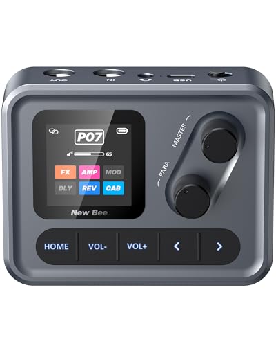 Procesador de Guitarra Multiefectos 80 Preajustes Portable 6 Módulos de Efectos Móviles,USB Audio Grabación OTG con App y BT,Recargable para Guitarra,Guitarra Eléctrica,Bajo