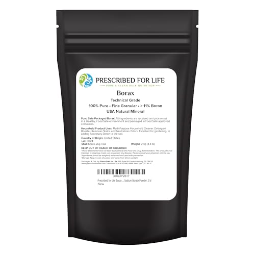 Prescribed For Life Borax Powder Household Laundry Booster Slime Activator & Multipurpose Cleaning Powder All Natural Sodium Borate (2kg / 4.4lb)