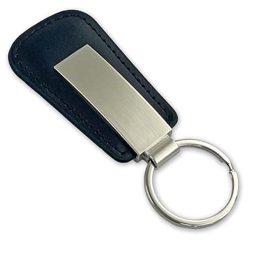 pubblimania Portachiavi in ecopelle elegante con inserto acciaio completo di anello e scatolina regalo. Leggero e molto resistente (Nero Acciaio)