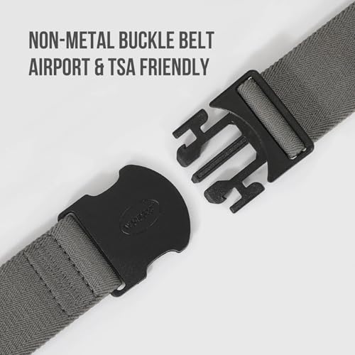 Image of WHIPPY Mens Elastic Stretch Belt Unisex Adventure Web Belt for Women Men with Non-Metal Buckle Adjustable Belts