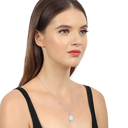 Vanbelle Rhodium Plated 925 Sterling Silver Our Lady Of Guadalupe Medal Pendant Necklace With Cubic Zirconia Stones For Men And Women #TOP2