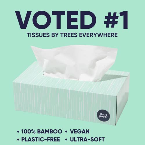 Bamboo Facial Tissues Box By Cloud Paper - 12 Bamboo Tissue Boxes, 100 Hypoallergenic Facial Tissues Per Box - Unscented, Fragrance-Free, Eco-Friendly Tissues In Plastic-Free Packaging #TOP3