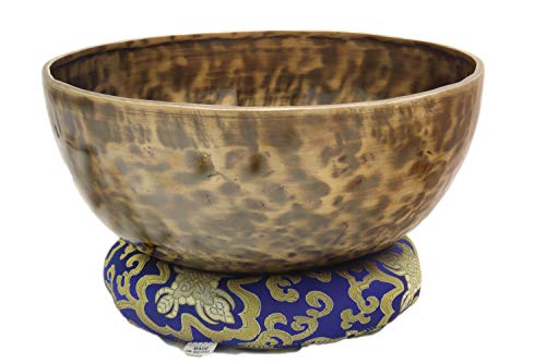 KHÜSI INC10\"Antique Hand-hammered Tibetan Singing bowl set ~ Master healing Himalayan singing bowl ~Meditation Kit for Chakra Healing and ZEN ~ Professional healing bowl set.